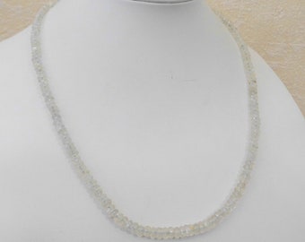 Aquamarine gemstone necklace – 47 cm necklace – 4.5-5.5 mm untreated faceted beads