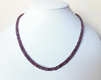 Edelsteinkette echt Rubin ca. 43-45cm Halskette mit 3,5-4,5mm facettierten Perlen Collier