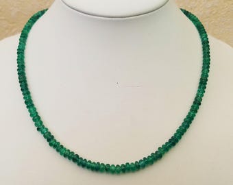 Gemstone necklace genuine emerald approx. 42 cm necklace with 4-5 mm rondelles - necklace