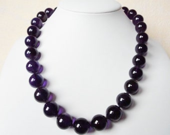 Gemstone Necklace Africa Amethyst - 47 cm Necklace - 14 mm Pearl Necklace