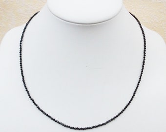 Edelsteinkette– 45cm schwarz Spinell Halskette – 2mm facettierten Perlen - Collier