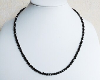 Gemstone necklace 47 cm black spinel necklace with 3.5 mm faceted beads - necklace