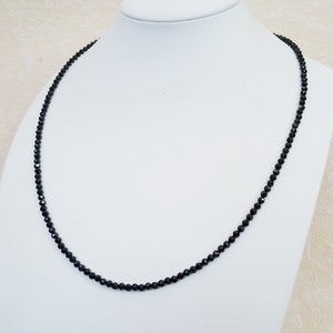 Gemstone Necklace - 55cm Black Spinel Necklace - 3.8mm Faceted. Pearl necklace