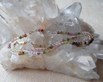 Gemstone necklace real tourmaline –52 necklace – 3 – 4 mm pearls – necklace