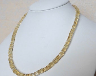 Edelsteinkette  Gold-Citrin – 41 cm Halskette – 5 mm Würfel - Collier