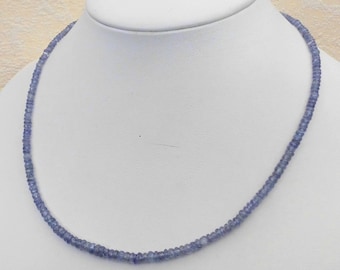 Gemstone necklace real Tanzanite approx. 42-44 cm necklace with 3-4 mm faceted pearl necklace
