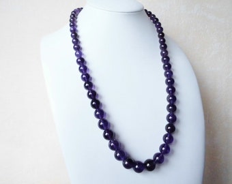 Gemstone Necklace Africa Amethyst - 57 cm Necklace - 8-12 mm Pearl Necklace