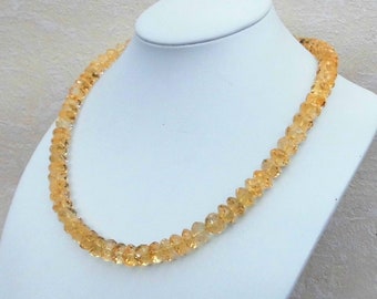 Edelsteinkette Citrin - 50cm Halskette mit 9,5-11mm facettierten Rondelle -  Collier