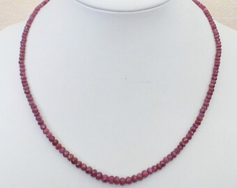 Gemstone necklace real ruby approx. 45 cm necklace with 2.5-4.5 mm faceted pearl necklace