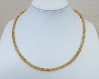 Citrine gemstone necklace - 47 cm necklace with 4 mm faceted beads - choker