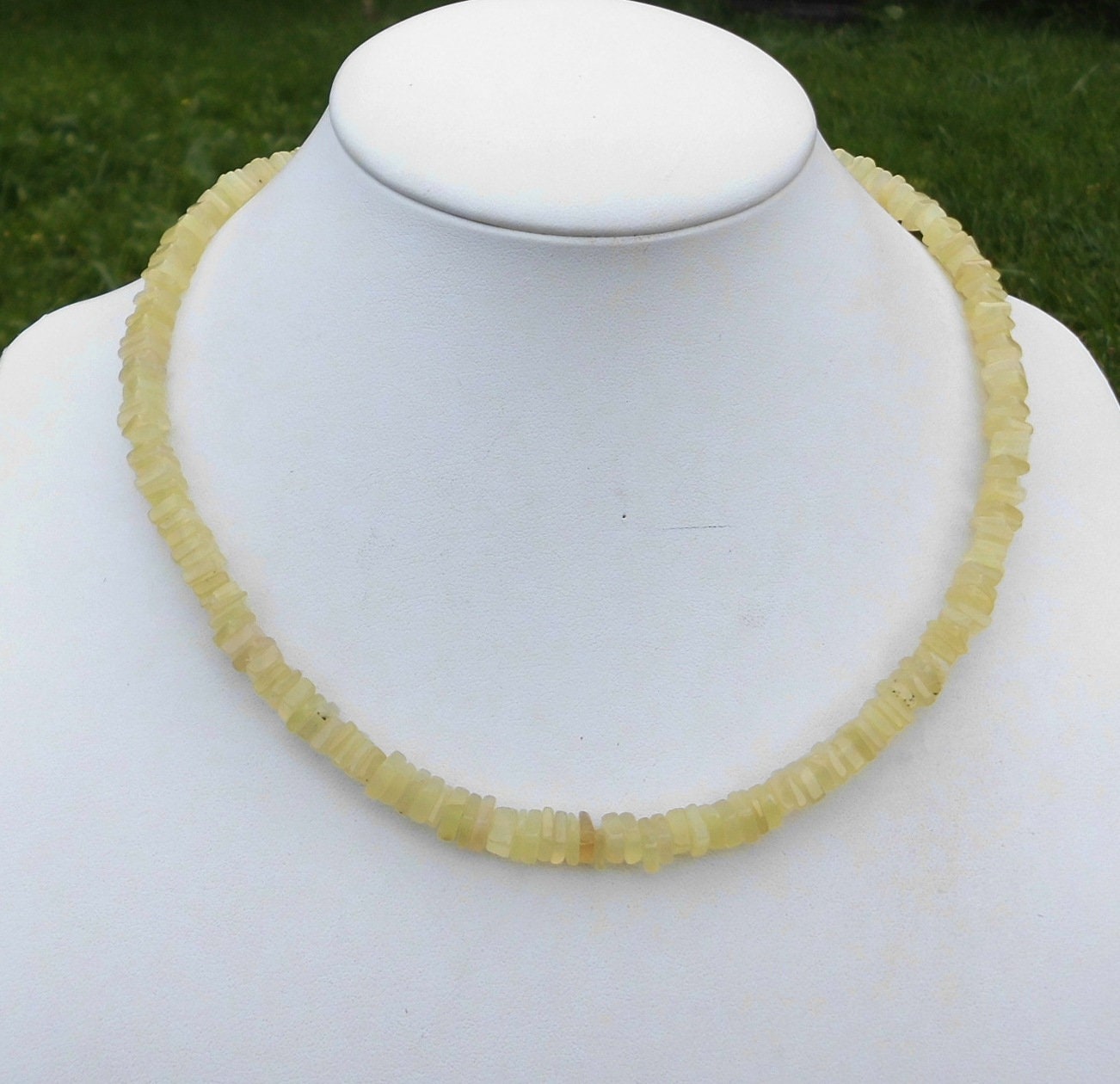 Gemstone Necklace 42 cm Lemmon Quartz Necklace – 5.5-6 mm Square Discs - Necklace