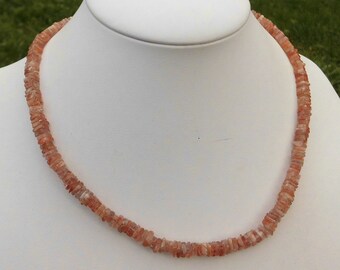 Gemstone necklace 42-44 cm moonstone necklace – 4.5-5 mm square discs - necklace
