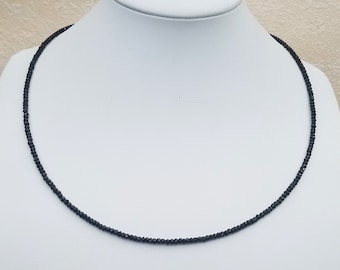 Gemstone Necklace - 50cm Black Spinel Necklace - 2.8-3mm Faceted Beads - Collier