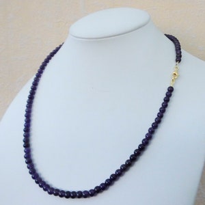 Gemstone Necklace Amethyst - 47 cm Necklace - 5 mm Beaded Necklace