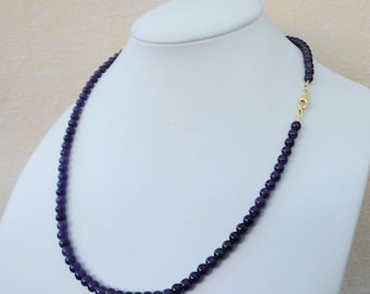 Amethyst gemstone necklace - 47 cm necklace - 5 mm pearl choker