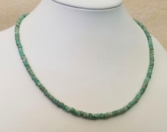 Genuine emerald gemstone necklace, approx. 43 cm, with 3-4.5 mm faceted rondelles - choker