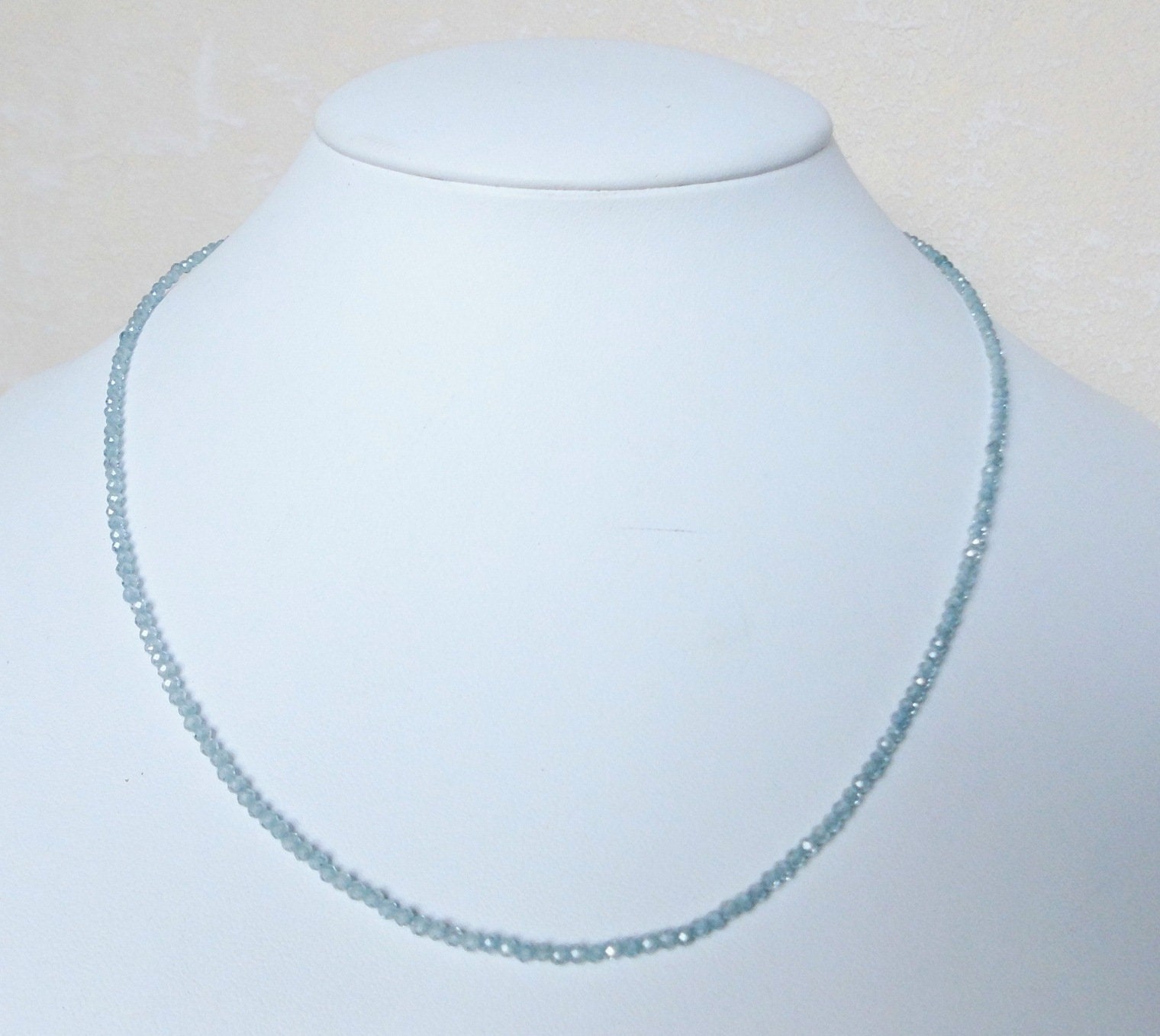 Gemstone necklace 45 m zircon necklace – 2.2 mm faceted beads - necklace