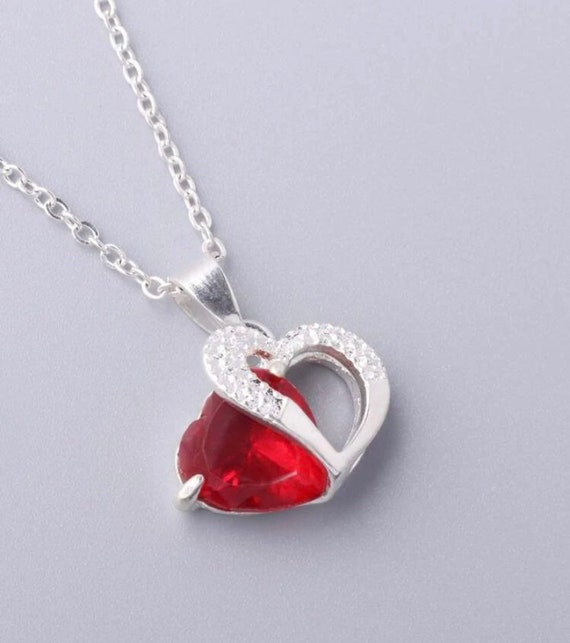 Silver Etched Heart Pendant Necklace - Etsy