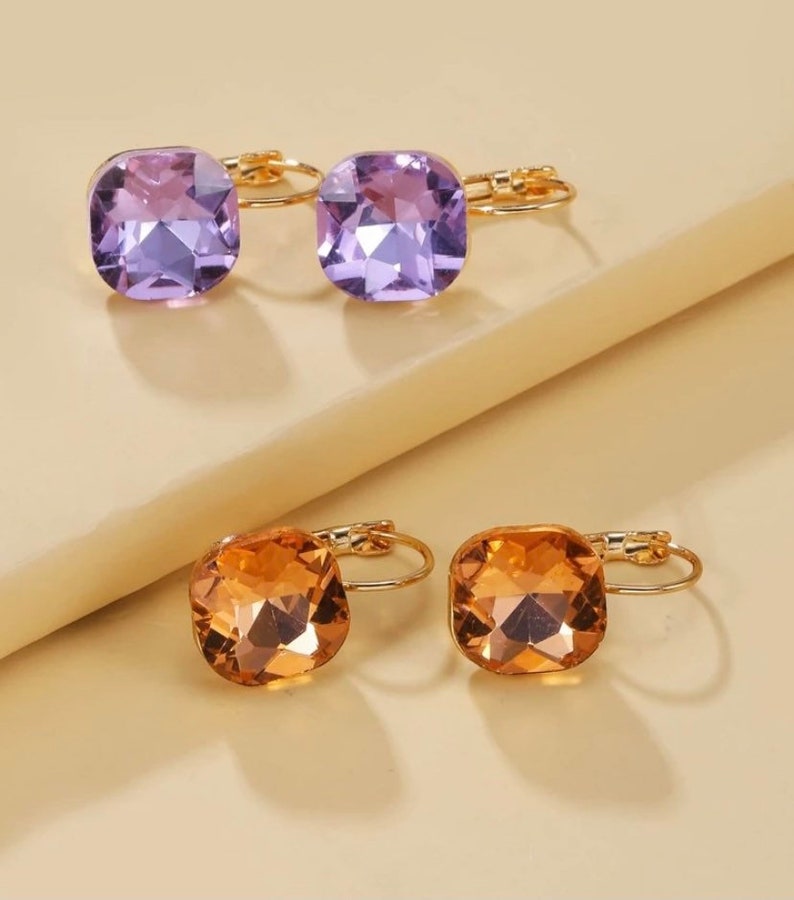Citrine and Purple Lever Back Earrings 2 pair set