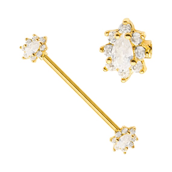 1.6mm 1.2mm /& 16G 38mm BIG Bling CZ Barbell Industrial Scaffold Piercing 14G