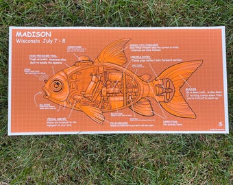 Summer Tour 2026 mechanical Gold Fish machine print. Madison, Wisconsin July 7th & 8th