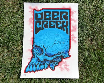 Deer Creek Indiana Map Head print