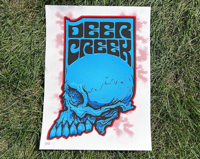Featured listing image: Deer Creek Indiana Map Head print