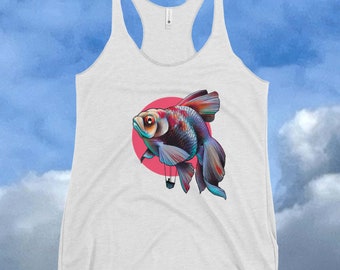 Floating Fish Hot Air Balloon Women's Racerback Tank