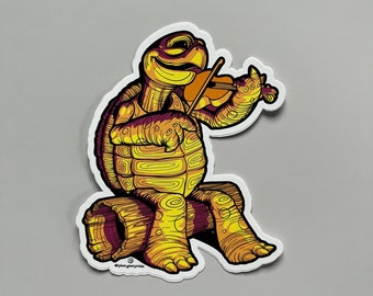 Little Turtle Fiddle Vinyl Sticker