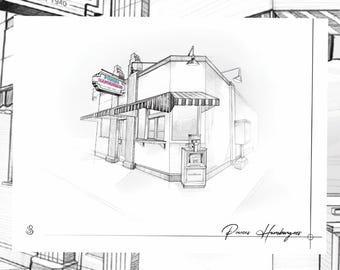 Architectural sketch collection, Giclee art print  - Fort Wayne Powers