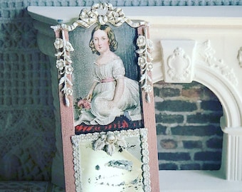 Trumeau Mirror Miniature Mirror Hand Made 1.12 Dollhouse Decor Antiqued White Victorian Shabby Cottage