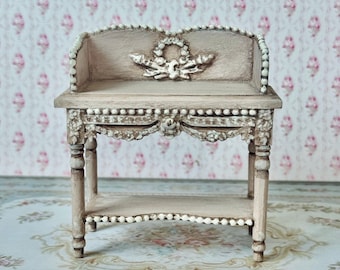 Dollhouse Miniature Side Table Desk Victorian Shabby  Chic Cottage 1.12 Scale Dusty Pink