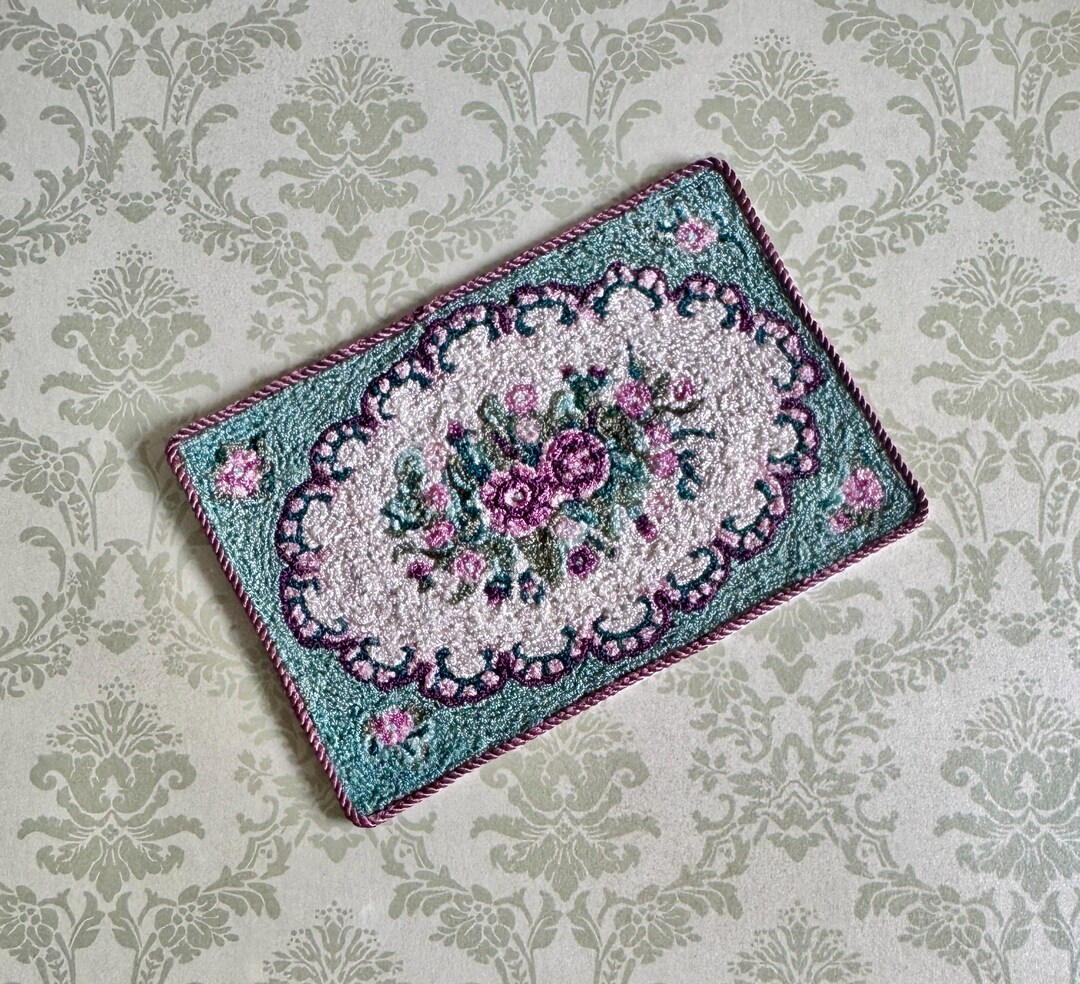 Miniature Rug Print Hooked Miniature Rug. Victorian Floral. 1.12 Scale. - Etsy