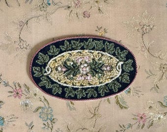 Hooked Miniature Rug. Victorian Floral. 1.12 Scale.