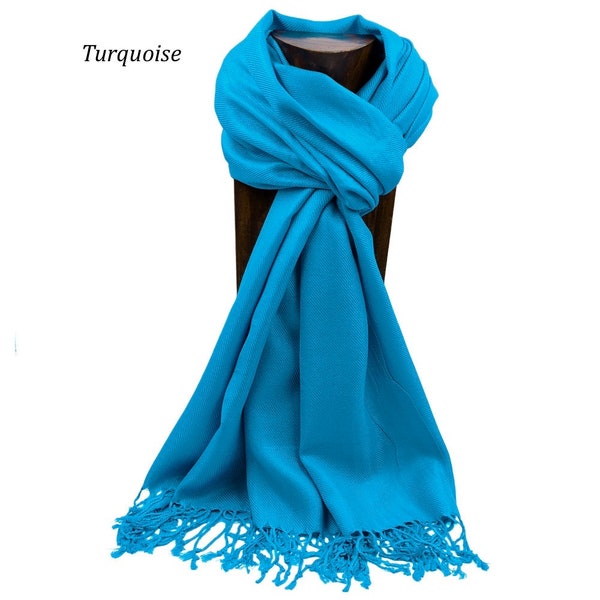 Pashmina, Scarf, Shawl Turquoise or Any Solid Color