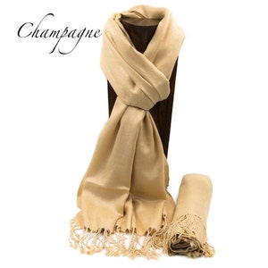 Free Shipping. Pashmina, Scarf, Shawl Champagne or Any Solid Color