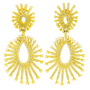 Fancy Bridal Drop Earrings. Sterling Silver 925