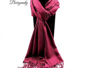 Pashmina, Scarf, Shawl Burgundy or Any Solid Color