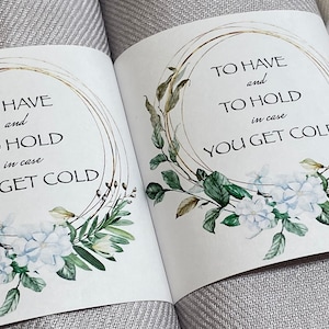 Etichette personalizzate per coperte da matrimonio. Etichetta avvolgente con ghirlanda di magnolia per coperte. Etichette eleganti da avere e da tenere. Etichette personalizzate per bomboniere da matrimonio