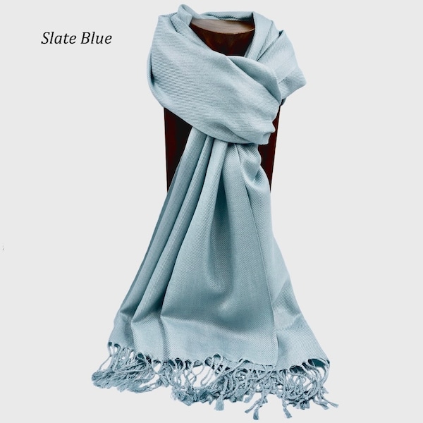 Pashmina, Scarf, Shawl Chalk Blue or Any Solid Color