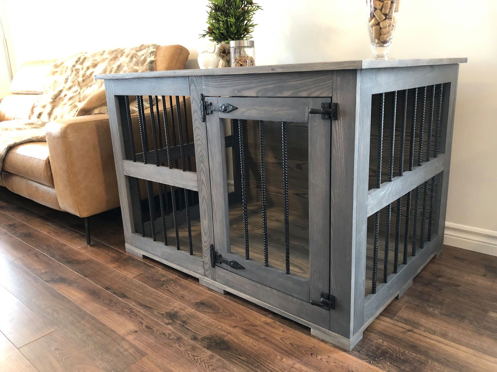 Cage pour chien en bois meuble de salon Dog Crate Custom Etsy France