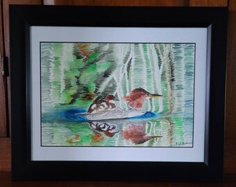 Merganser and Young Original