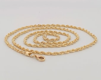 14K Solid Yellow Gold Rope Chain, 2.5MM 20 INCH Heavy Gold Rope Necklace, 14K Gold Chain, Ladies Gold Chain, Men Chain