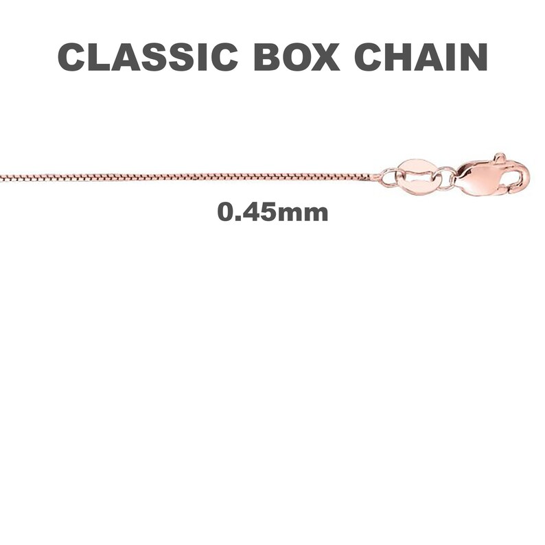 Gifts for her 10K Rose Gold Box Chain Necklace 0.45mm Man Valentines Day Woman Box Chain