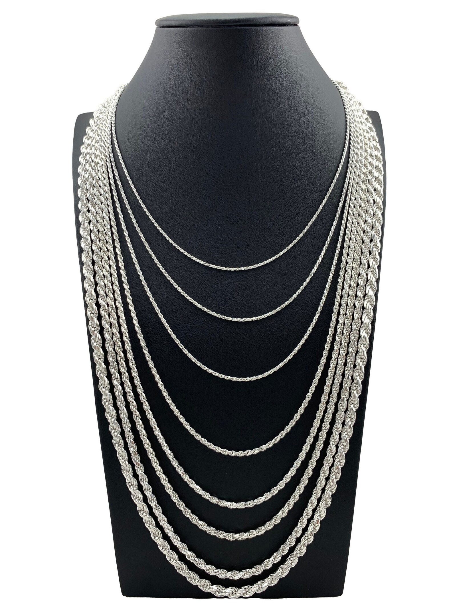 925 Sterling Silver Rope Chain Necklace Italy Sterling Silver Etsy
