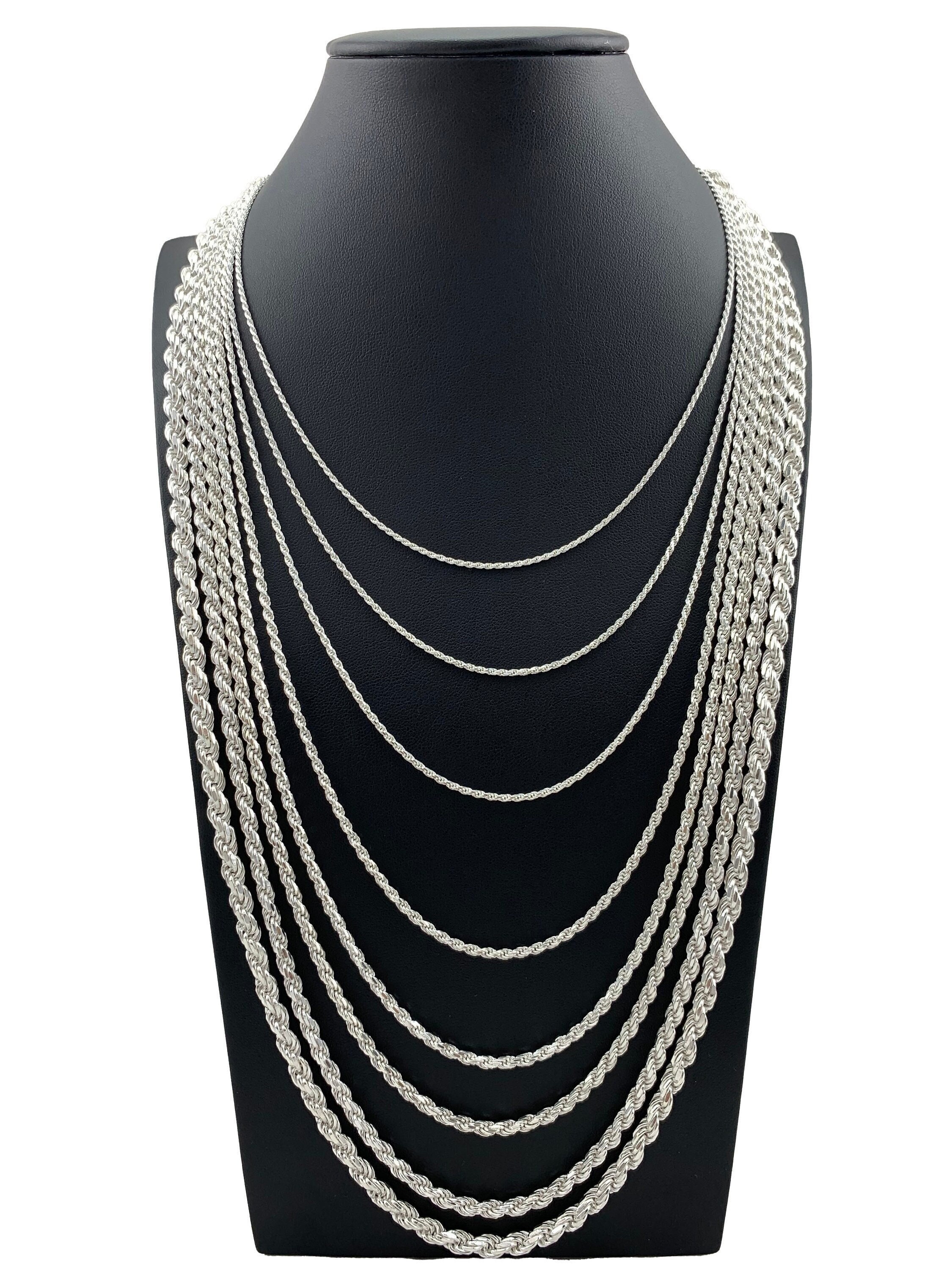 925 Sterling Silver Rope Chain Necklace Italy Sterling Silver Etsy