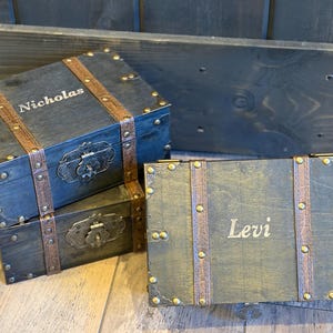 Personalized wooden Treasure chest engraved with name