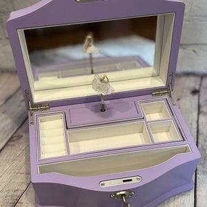 Large Personalized music jewelry box with ballerina. NEW luxurious Box style. Different color boxes available image 4