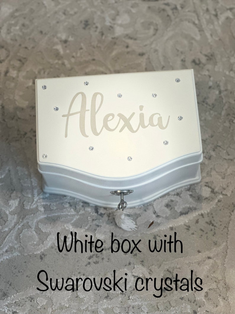 Large Personalized music jewelry box with ballerina. NEW luxurious Box style. Different color boxes available image 9