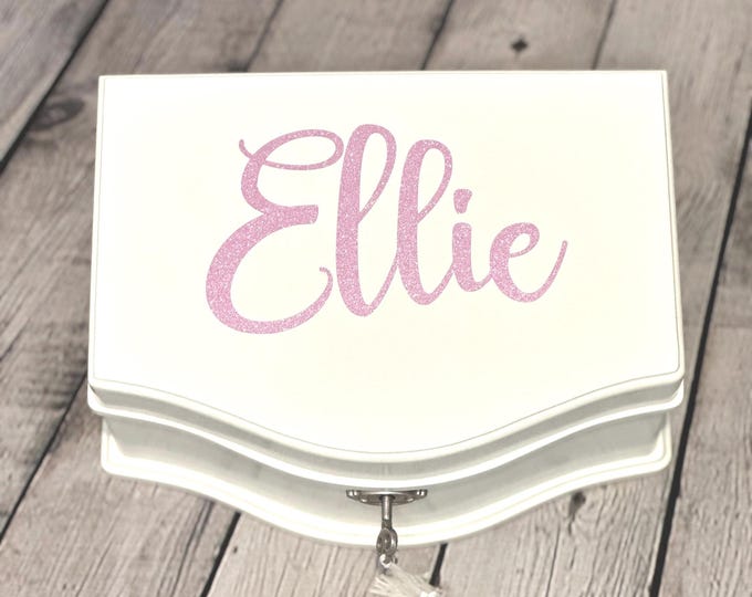 Large luxurious jewelry ballerina music box personalized with name